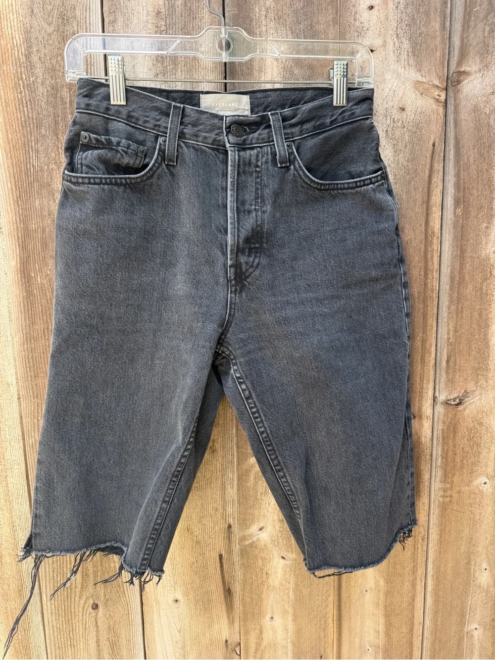 Everlane 90’s Cheeky Jean Long Denim jorts Bermuda Jorts Washed Black capri 26
